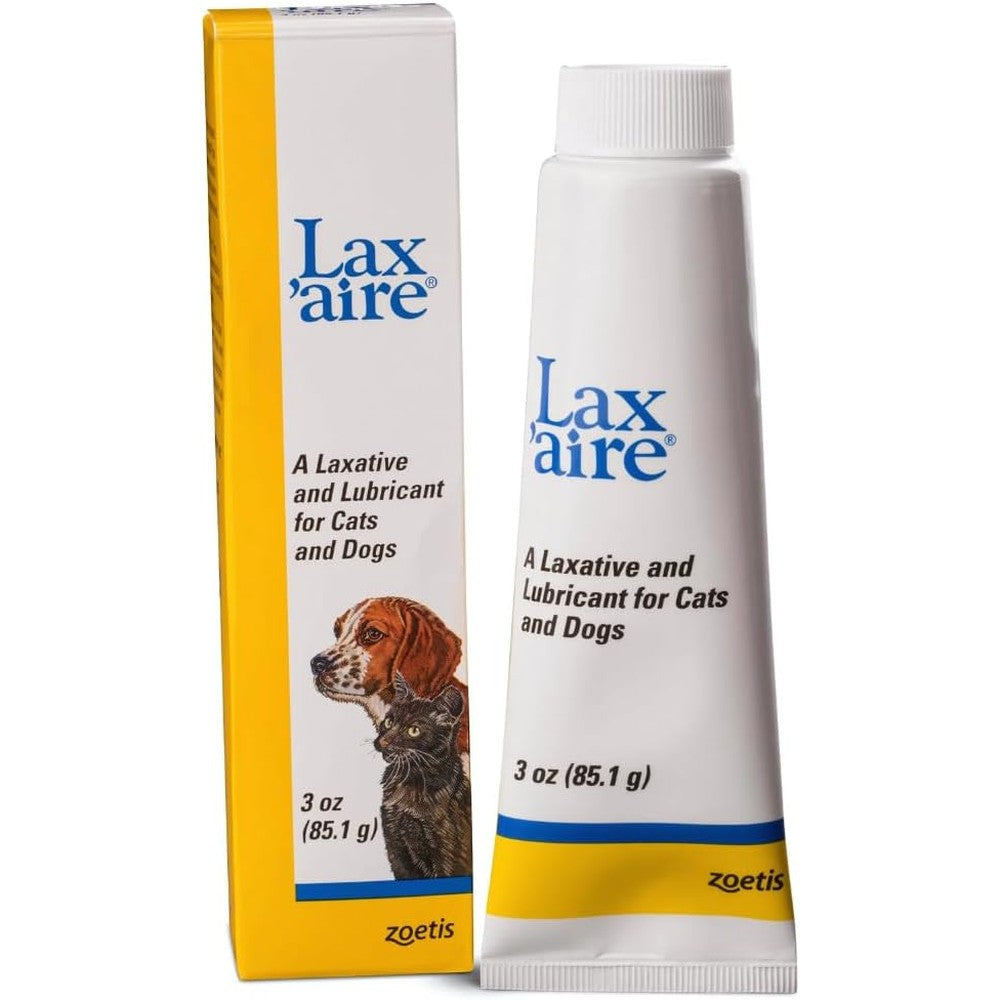 Lax'Aire Gentle Laxative and Lubricant Ointment 3 Ounce front view package for cat hairball relief.