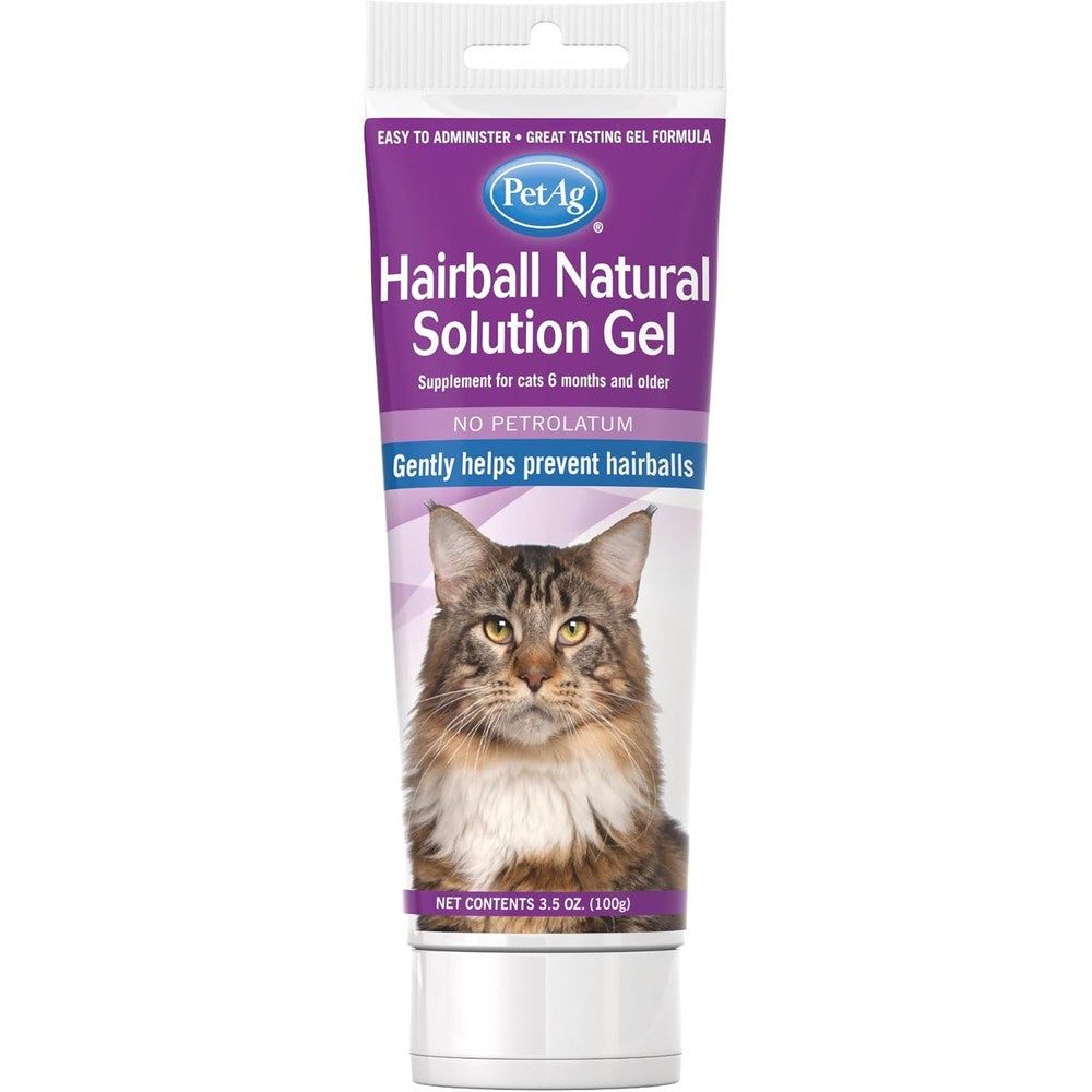 PetAg Hairball Natural Solution Gel Supplement for Cats front packaging view