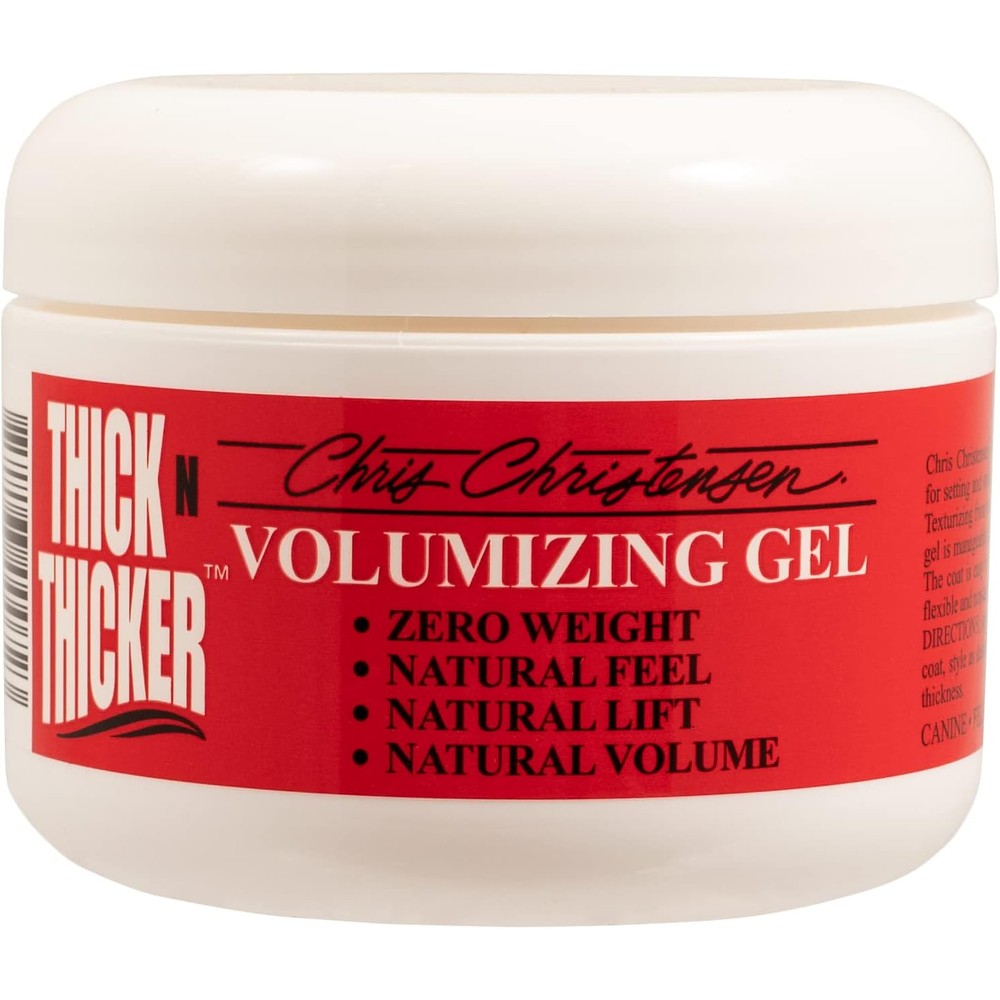Chris Christensen Thick N Thicker Volumizing Gel 8 Ounce jar front view professional pet grooming supply