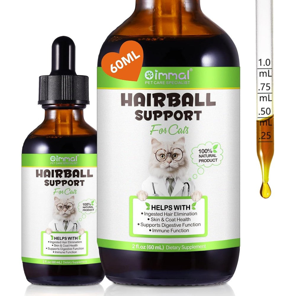 Welosuer Cat Hairball Remedy Drops front view showing the 60ml bottle with glass dropper.