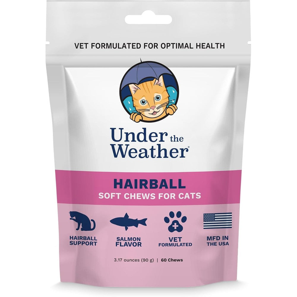 Under The Weather Pet Hairball Support For Cats sixty soft chews front packaging view