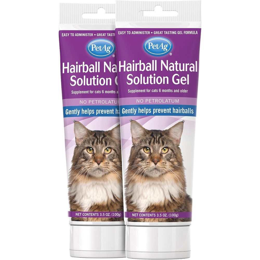 PetAg Hairball Natural Solution Gel Supplement front view for cat digestive health
