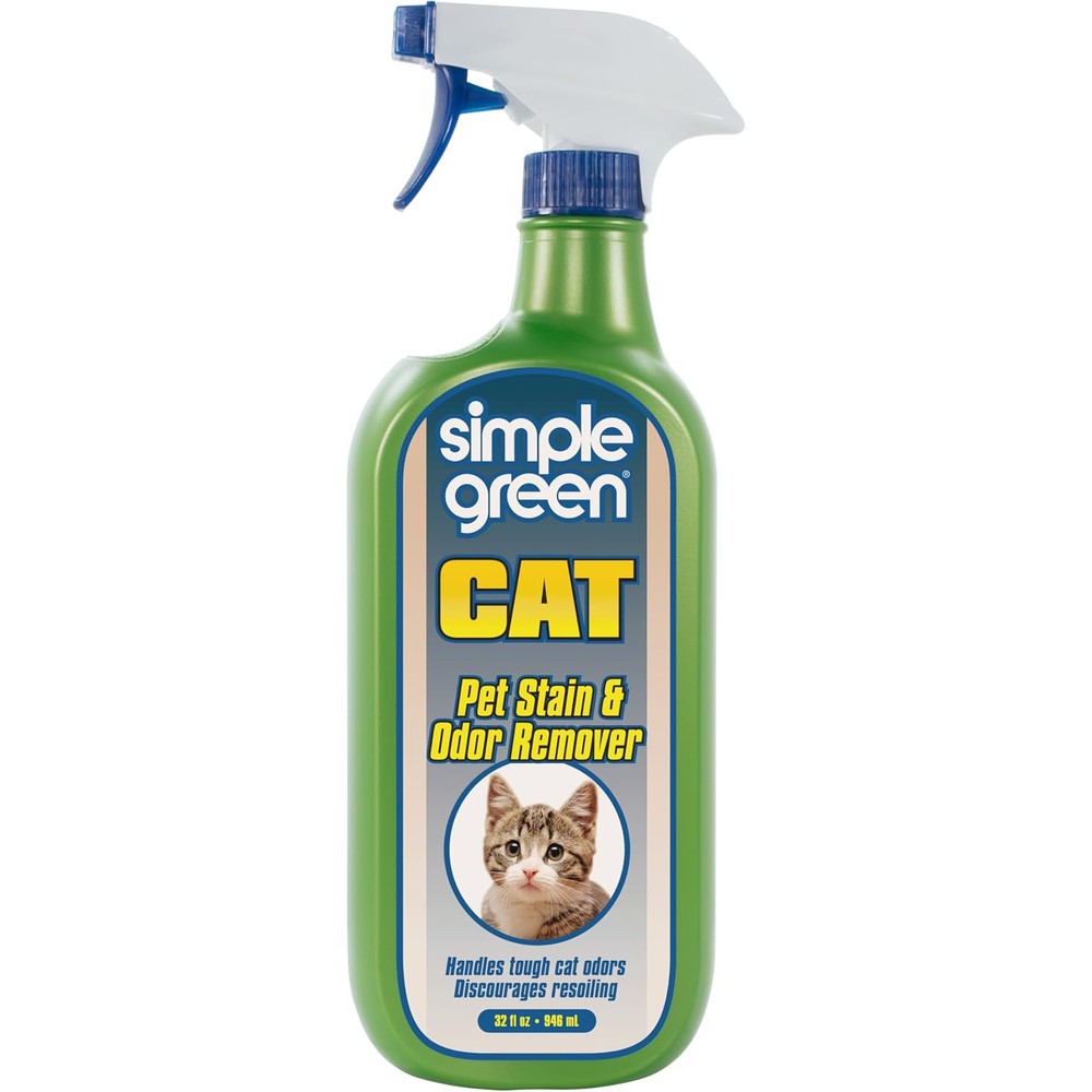 Simple Green Cat Stain And Odor Remover Trigger Spray Enzyme Cleaner For Cat Urine Feces Blood And Vomit 32 Ounce