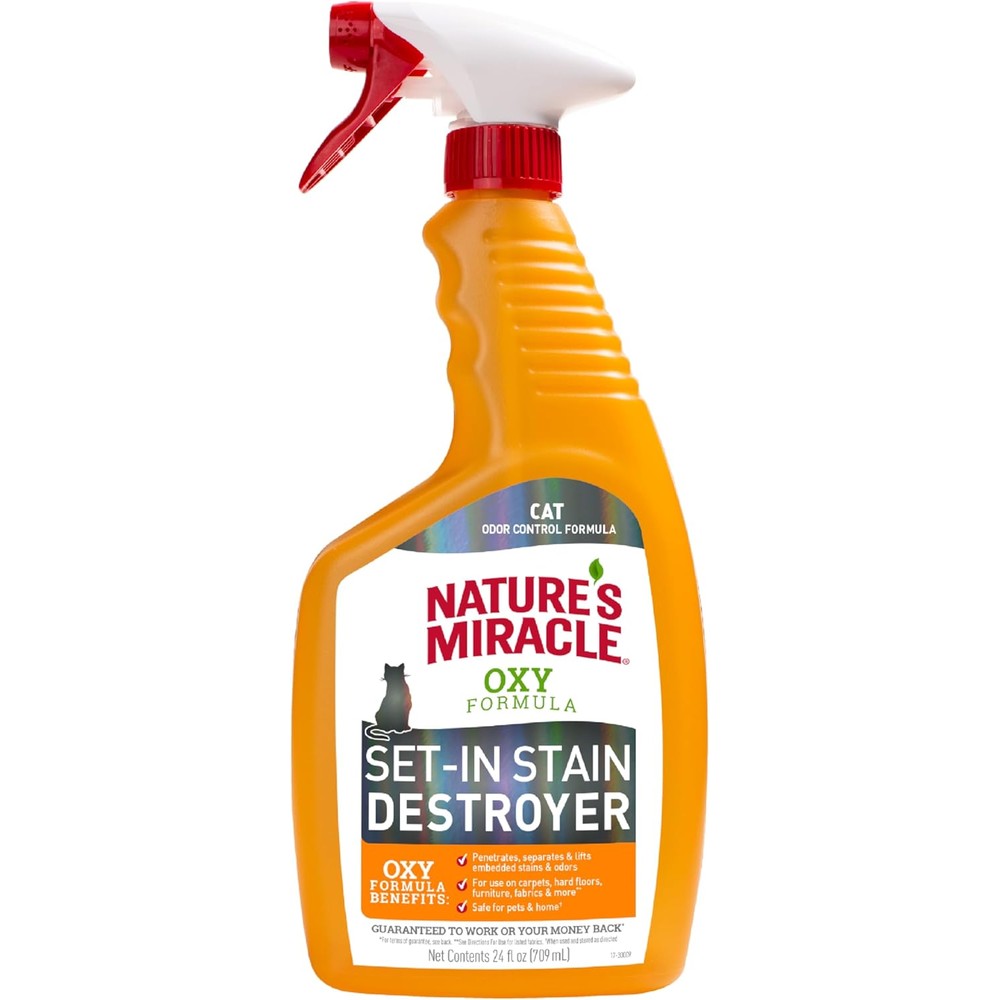 Nature's Miracle Just For Cats Oxy Formula Set-In Stain Destroyer And Odor Remover With Fresh Orange Scent 24 Fluid Ounce