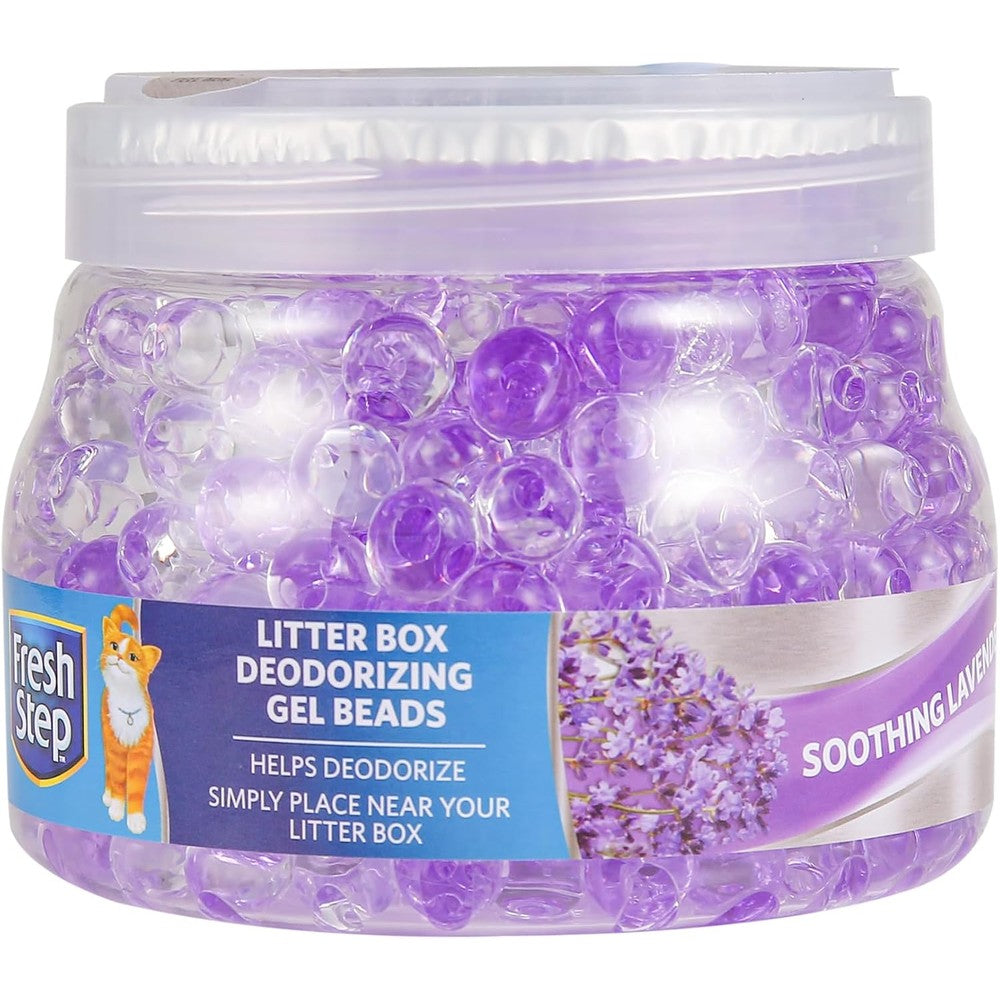 Fresh Step Litter Box Deodorizing Gel Beads In Soothing Lavender Scent Continuous Odor Neutralizer For Pet Cat Smells Twelve Ounce Container