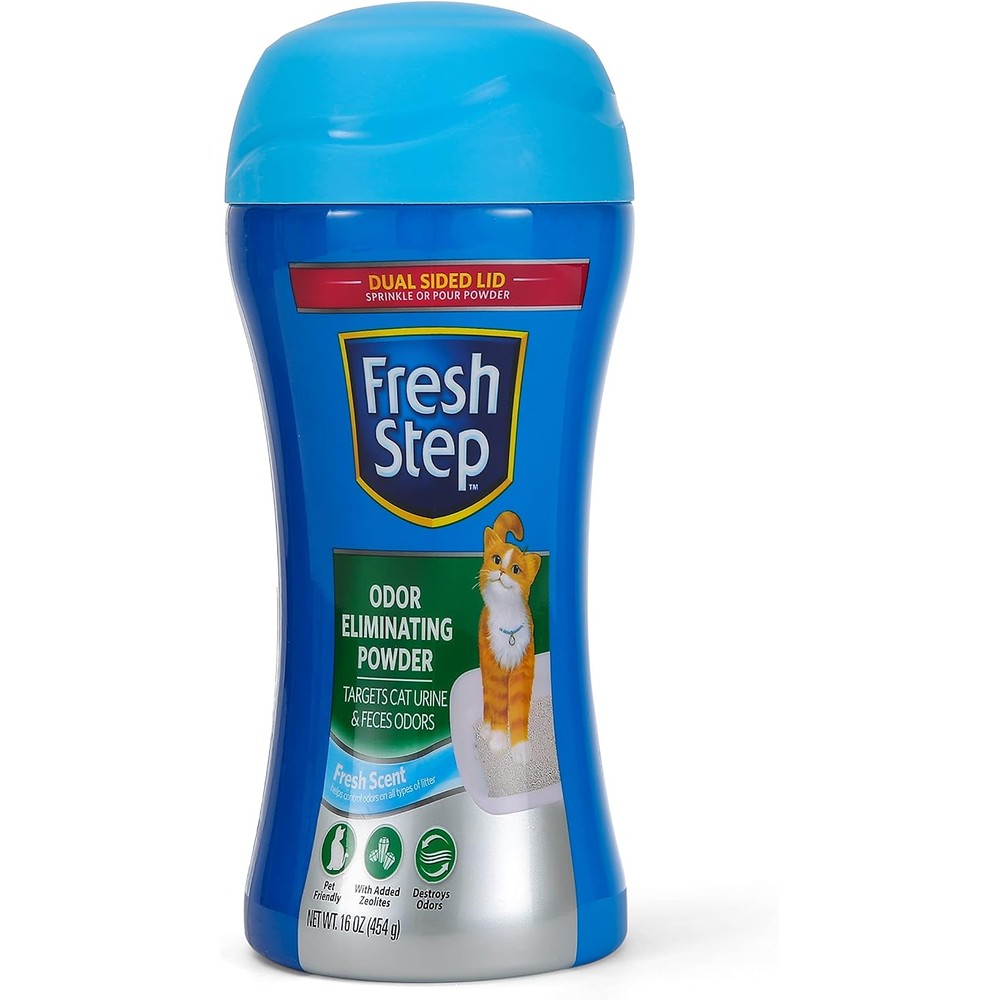 Fresh Step Odor Eliminating Powder For Pets Long Lasting Cat Litter Box Deodorizer Scented Formula With Added Zeolites 16 Ounces