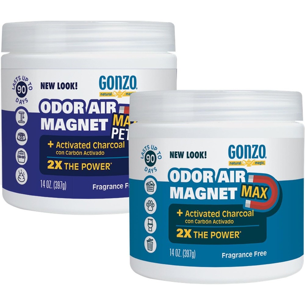 Gonzo Natural Magic Odor Air-Magnet Air Purifier With Activated Charcoal Solid Gel Odor Eliminator For Home Car And Pet Areas 14 Ounce 2 Pack