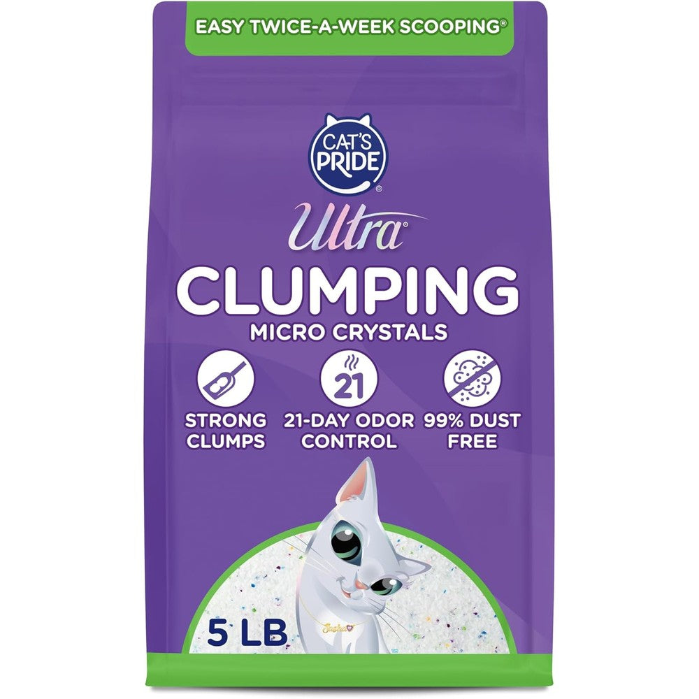 Ultra Clumping Micro Crystals Cat Litter Fragrance Free 5 Pounds White And Multicolor Silica Gel Crystals For Superior Odor Control And Easy Cleaning