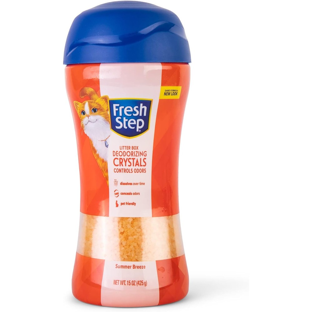 Fresh Step Cat Litter Crystals Deodorizer Summer Breeze Scent 15 Ounce Non Toxic Odor Neutralizing Crystals For Litter Boxes