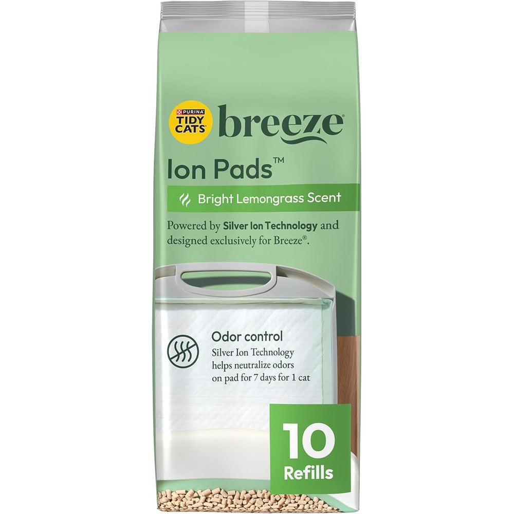 Purina Tidy Cats Breeze Litter System Cat Pad Refills 10 Count Pack With Lemongrass Scent And Ammonia Odor Control Technology