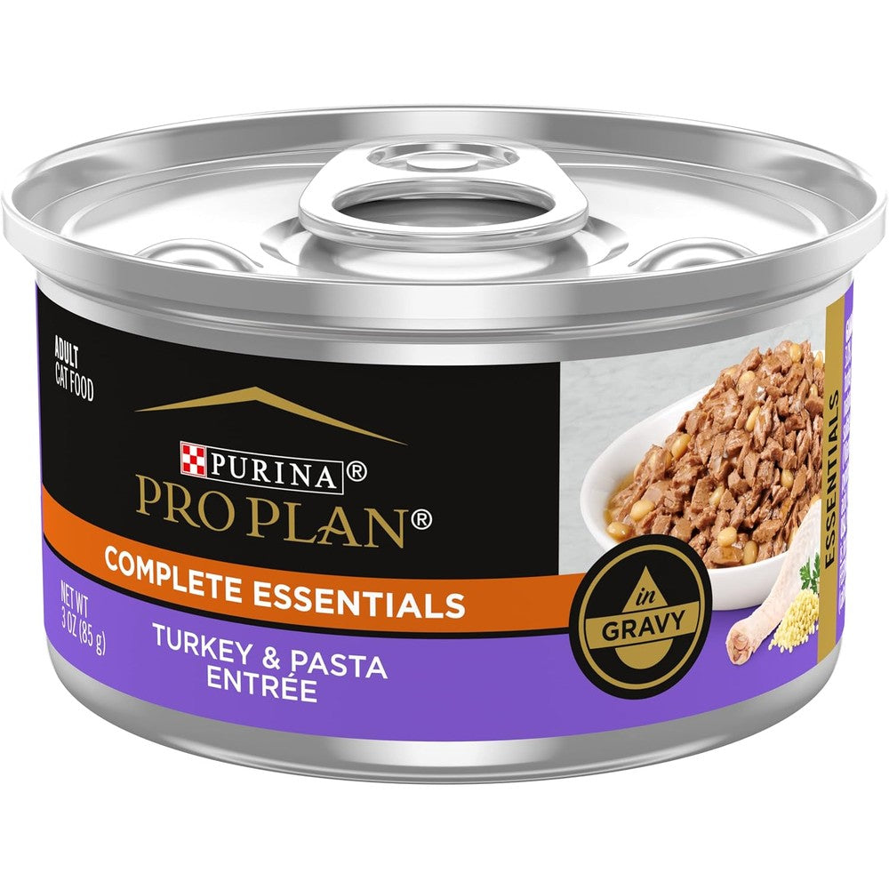Purina Pro Plan Complete Essentials High Protein Turkey And Pasta Entree In Gravy Adult Wet Cat Food Twenty Four Count Three Ounce Pull Top Cans