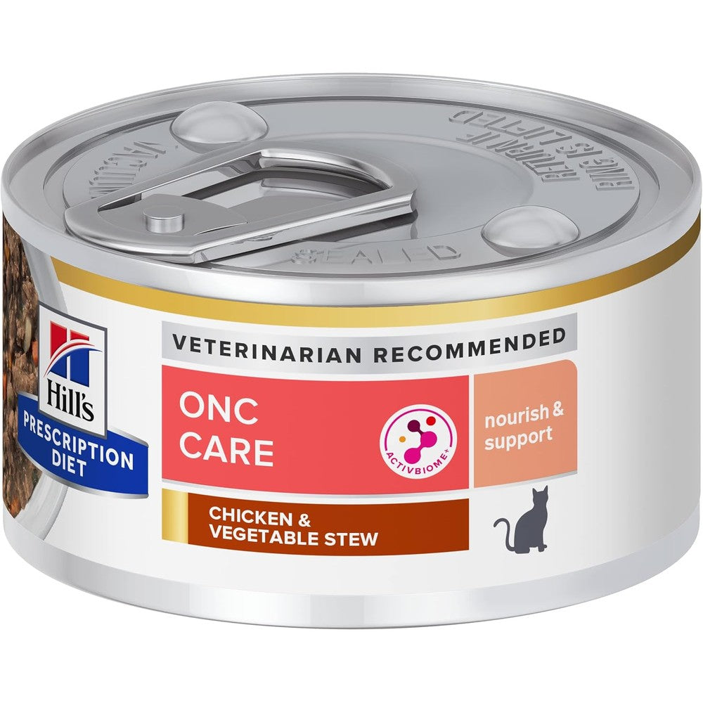 Hill's Prescription Diet ONC Care Supportive Cancer Nutrition Wet Cat Food Chicken And Vegetable Stew Veterinary Diet 2.9 Ounce Cans 24 Pack