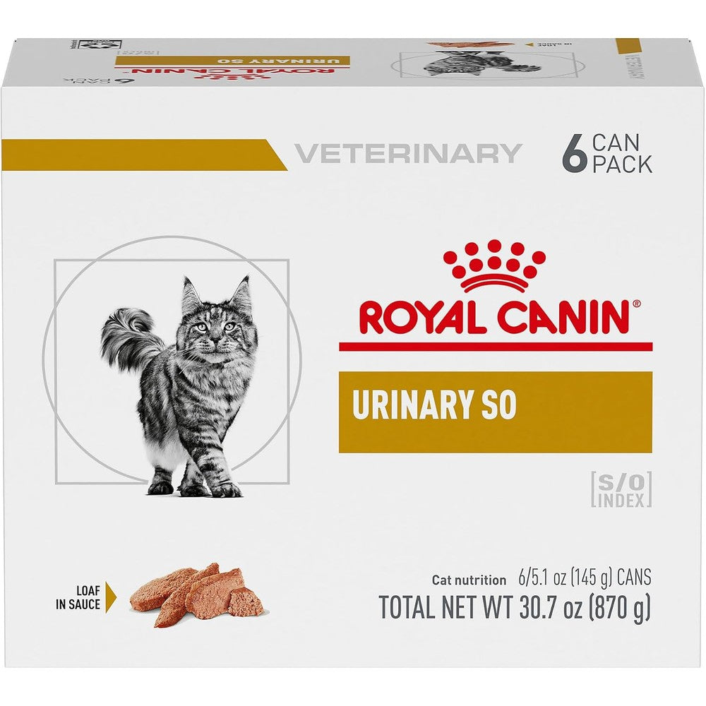 Royal Canin Veterinary Diet Urinary SO Feline Adult Loaf In Sauce Wet Cat Food Canned 5.1 Ounce Pack Of 6