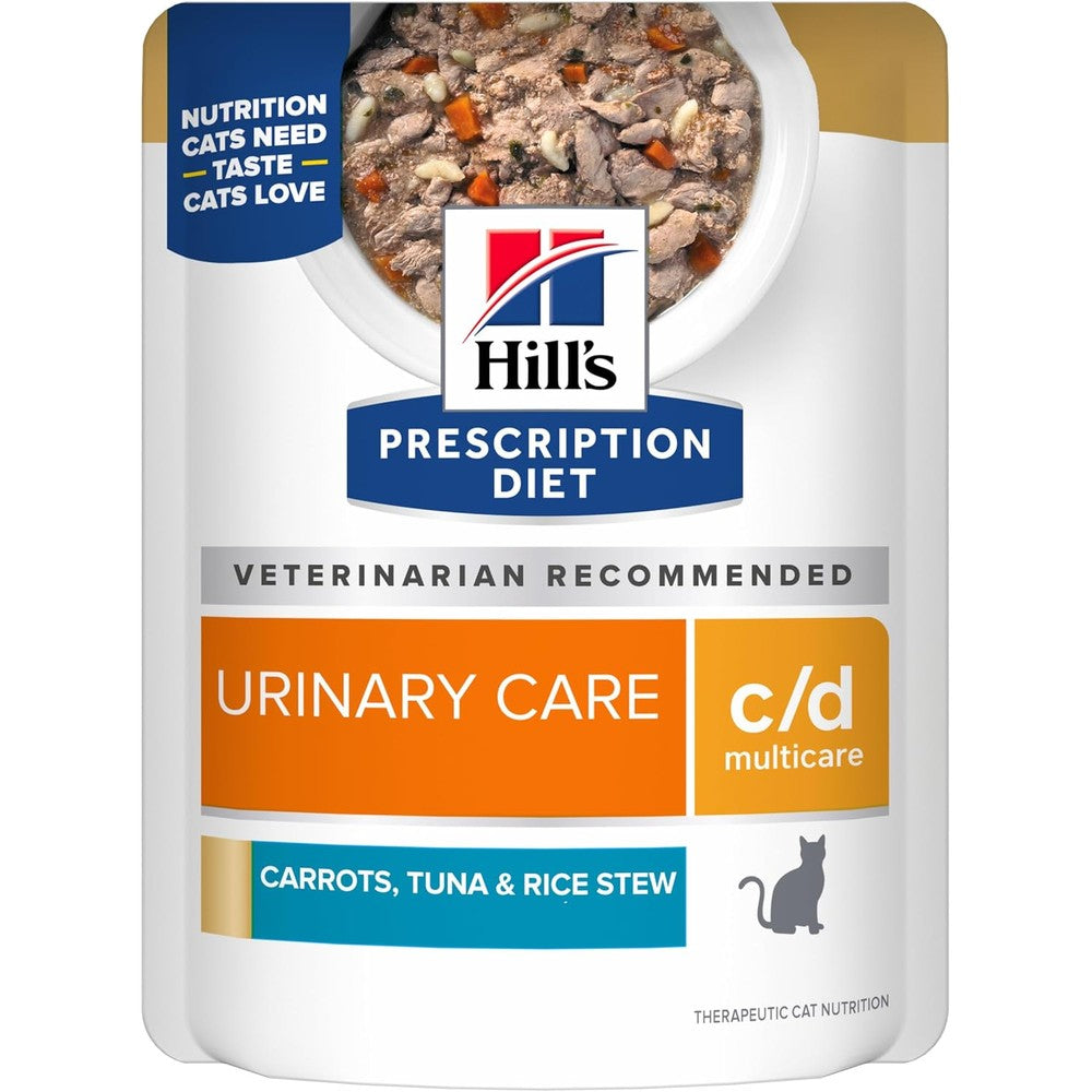 Hill's Prescription Diet c/d Multicare Urinary Care Wet Cat Food Carrots Tuna And Rice Stew 2.8 Ounce Pouches Pack Of Twenty-Four