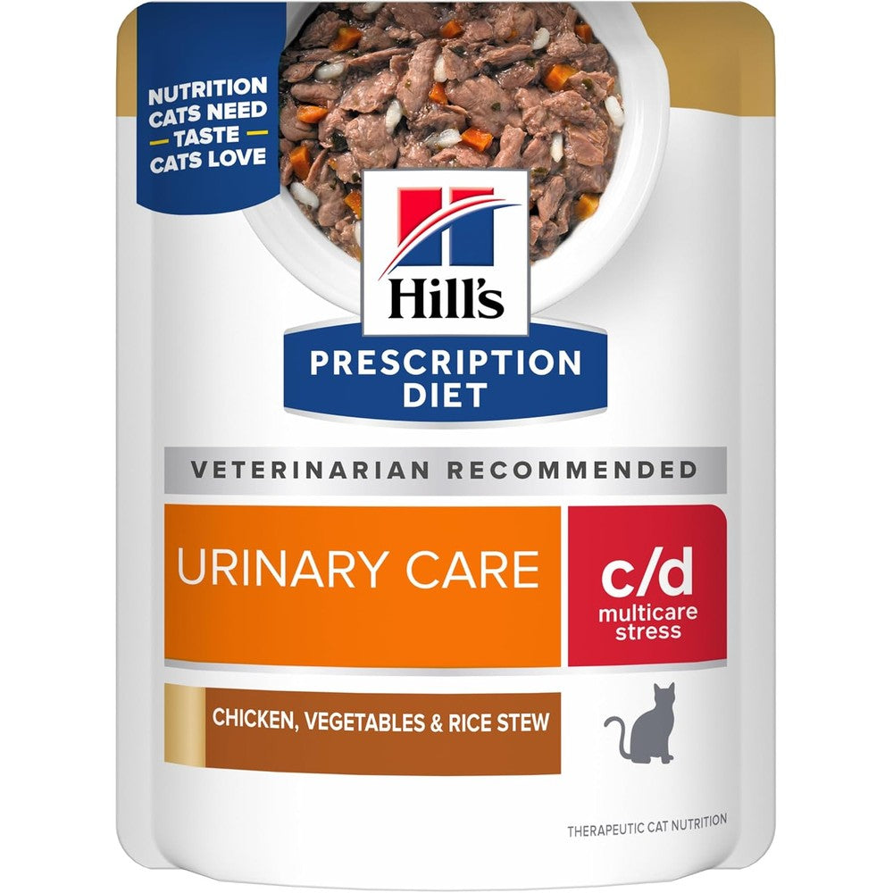 Hill's Prescription Diet c/d Multicare Stress Urinary Care Wet Cat Food Chicken Vegetables And Rice Stew Two Point Eight Ounce Pouches Twenty Four ...