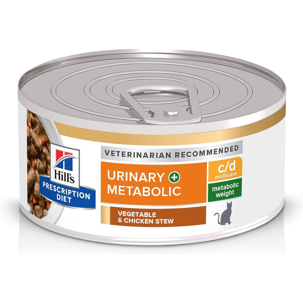 Hill's Prescription Diet c/d Multicare plus Metabolic Wet Cat Food Vegetable And Chicken Stew Two Point Nine Ounce Cans Twenty Four Pack