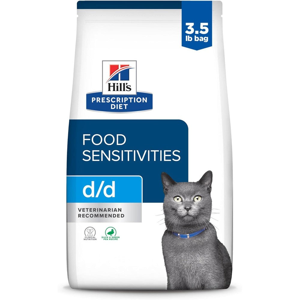 Hill's Prescription Diet d/d Food Sensitivities Duck And Green Pea Formula Dry Cat Food Veterinary Diet 3.5 Pound Bag