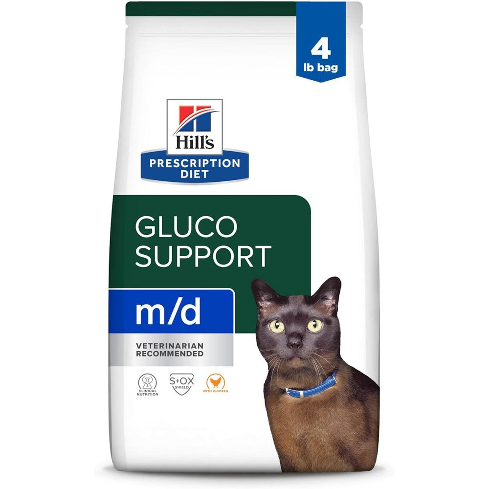Hill's Prescription Diet m/d GlucoSupport Chicken Flavor Dry Cat Food Four Pound Bag