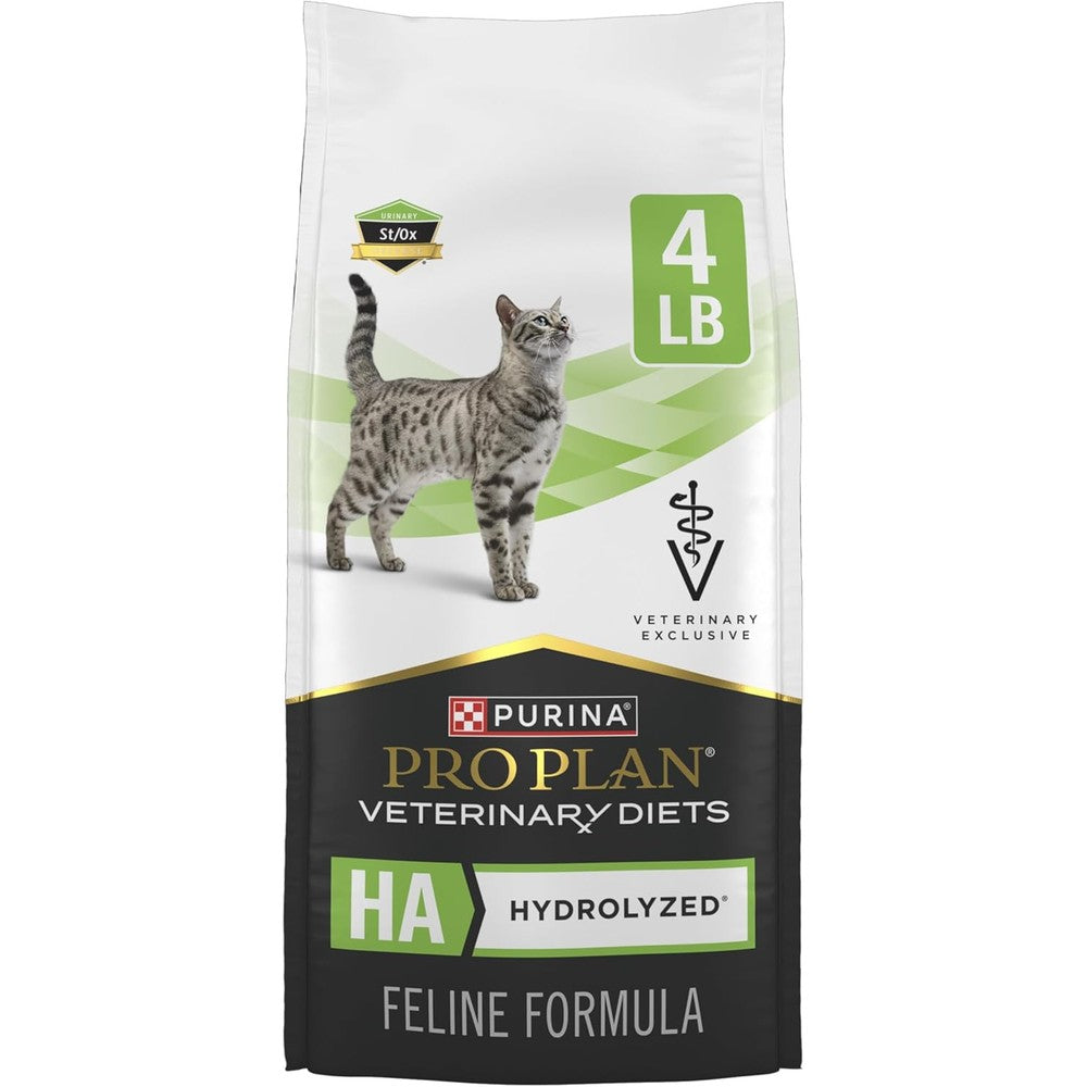 Purina Pro Plan Veterinary Diets HA Hydrolyzed Feline Formula Hypoallergenic Sensitive Stomach Dry Cat Food Four Pound Bag