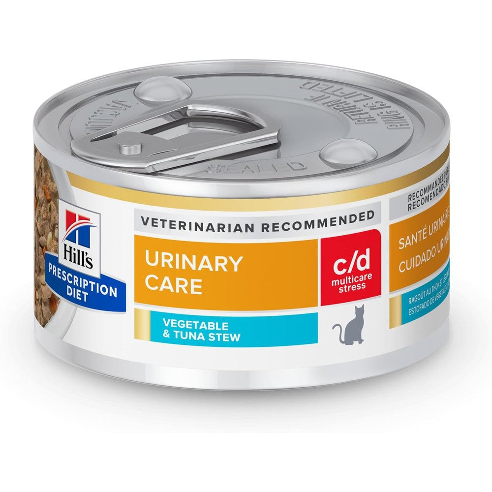 Hill's Prescription Diet c/d Multicare Stress Urinary Care Wet Cat Food Vegetable And Tuna Stew Two Point Nine Ounce Cans Twenty Four Pack