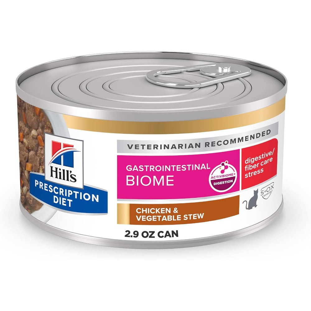 Hill's Prescription Diet Gastrointestinal Biome Stress Digestive And Fiber Care Chicken And Vegetable Stew Wet Cat Food 2.9 Ounce Cans 24 Pack
