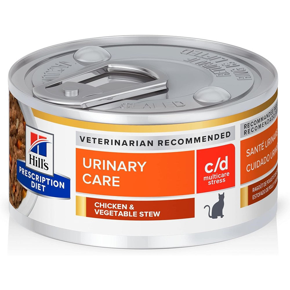 Hill's Prescription Diet c/d Multicare Stress Urinary Care Wet Cat Food Chicken And Vegetable Stew Two Point Nine Ounce Cans Twenty Four Pack