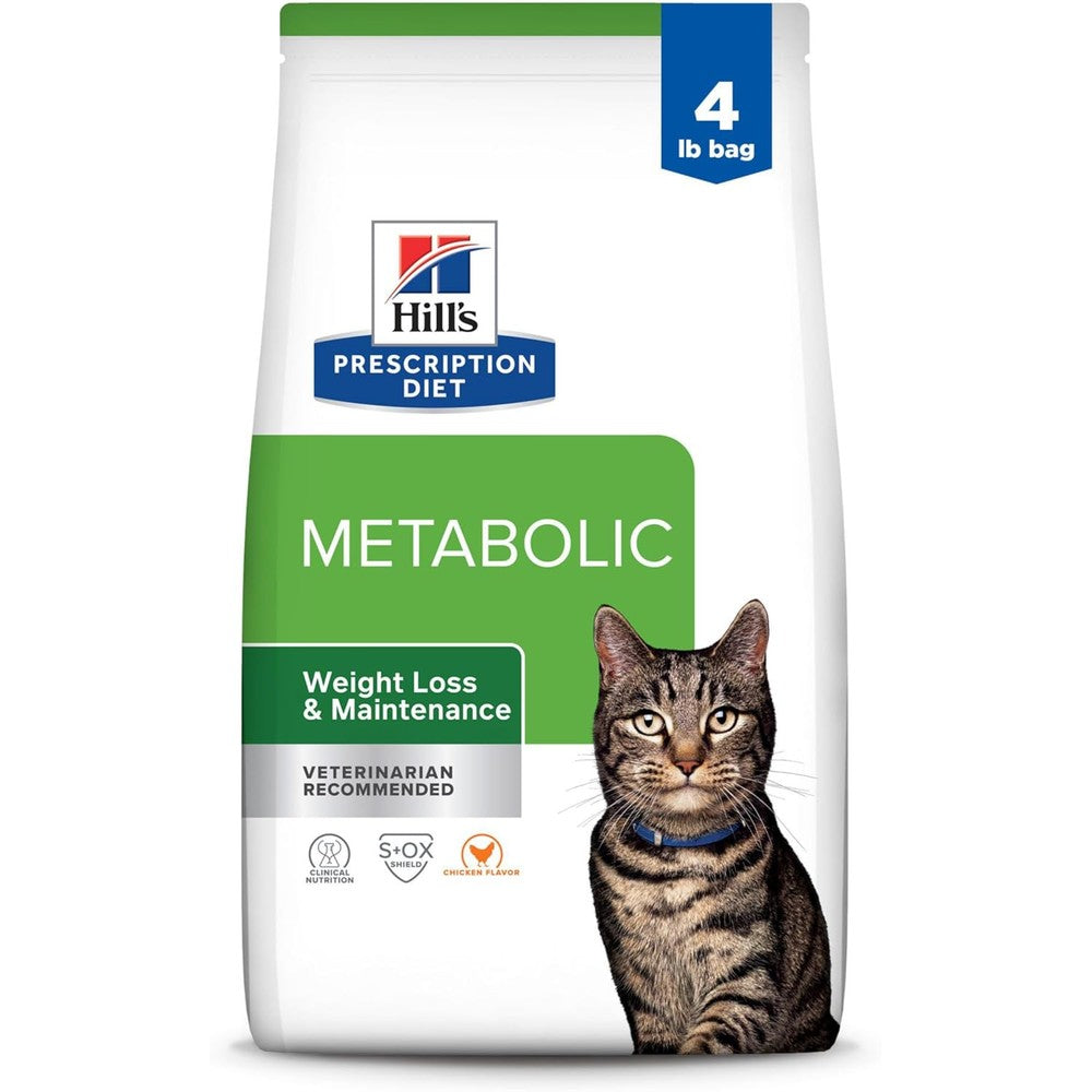 Hill's Prescription Diet Metabolic Weight Management Dry Cat Food Chicken Flavor Four Pound Bag