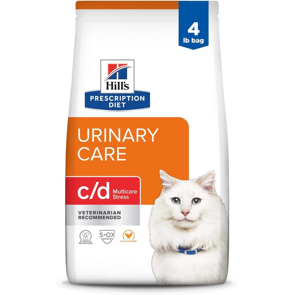 Hill's Prescription Diet c/d Multicare Stress Urinary Care Dry Cat Food Chicken Flavor 4 Pound Bag