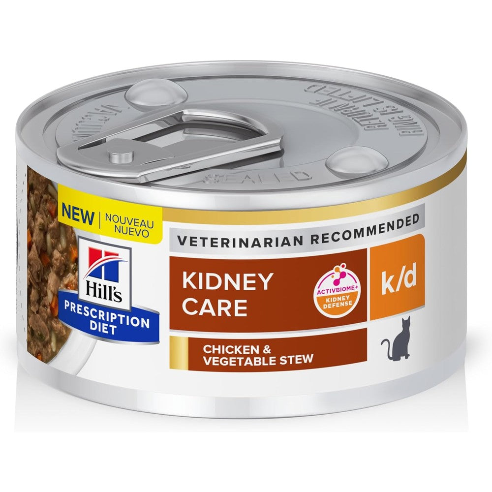 Hill's Prescription Diet k/d Kidney Care Wet Cat Food, Therapeutic Chicken and Vegetable Stew Variant, 2.9 Ounce Cans, 24-Pack