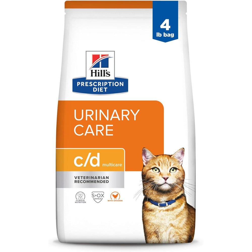 Hill's Prescription Diet c/d Multicare Urinary Care Chicken Flavor Dry Cat Food 4 Pound Bag