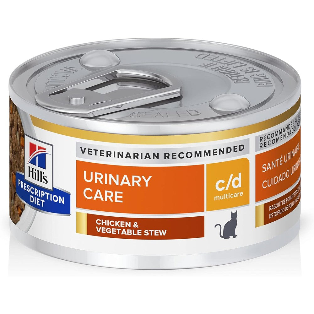 Hill's Prescription Diet c/d Multicare Urinary Care Wet Cat Food Chicken And Vegetable Stew Two Point Nine Ounce Cans Twenty Four Pack