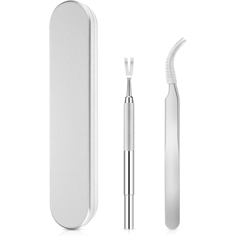 Aozuo Stainless Steel Tick Remover Kit With Storage Box Silver Professional Tool Set For Dogs Cats Pets And Humans For Safe Tick Removal