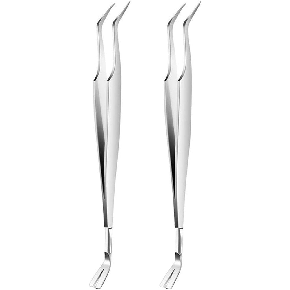 PurYupearl 2 Pieces Silver Stainless Steel Tick Tweezers Dual Tipped Tick Remover Tool For Humans Dogs And Cats First Aid Kit