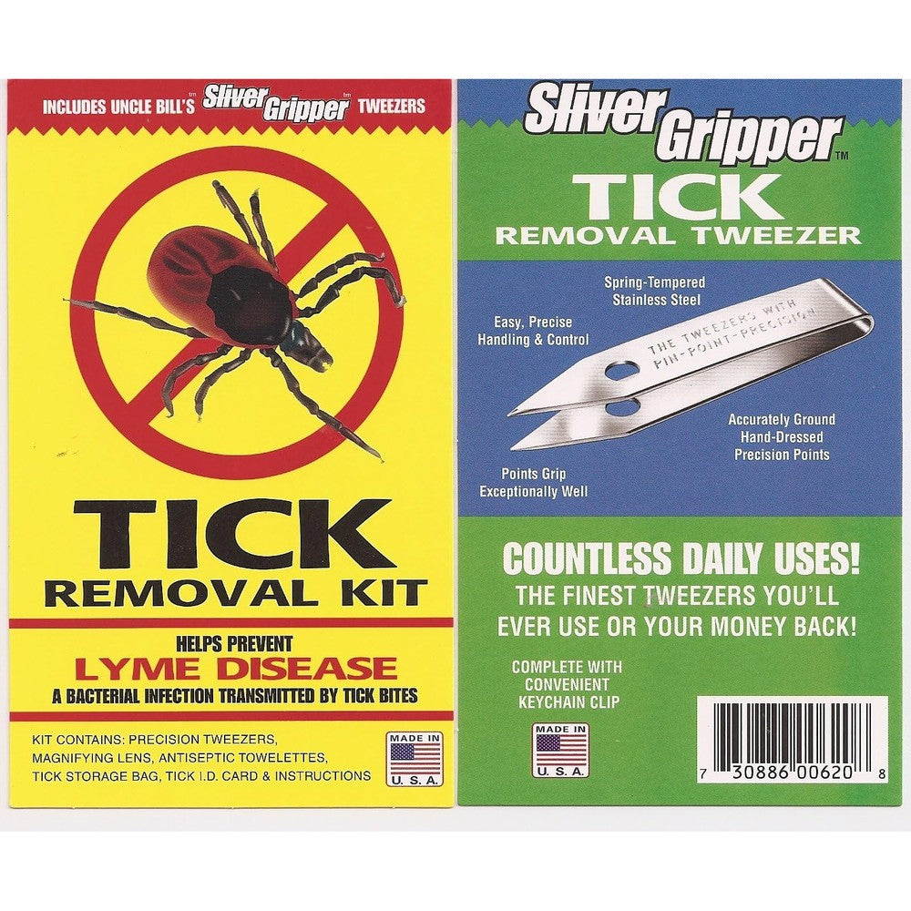 Uncle Bill's Sliver Gripper Tick And Splinter Removal Kit With Precision Stainless Steel Tweezers And Magnifying Lens