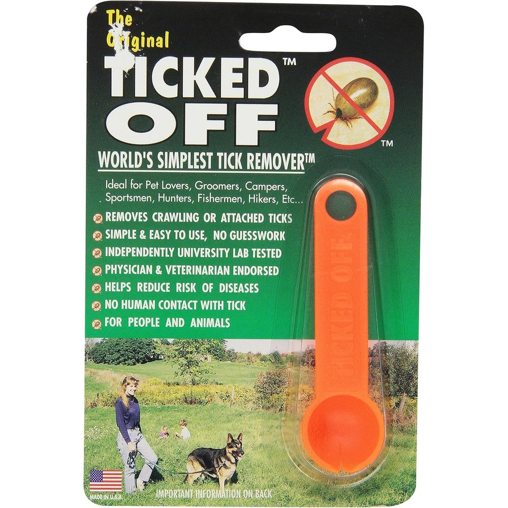 Ticked Off Tick Remover Tool For Humans And Pets Safe Single Motion Insect Extraction Device High Visibility Orange Color
