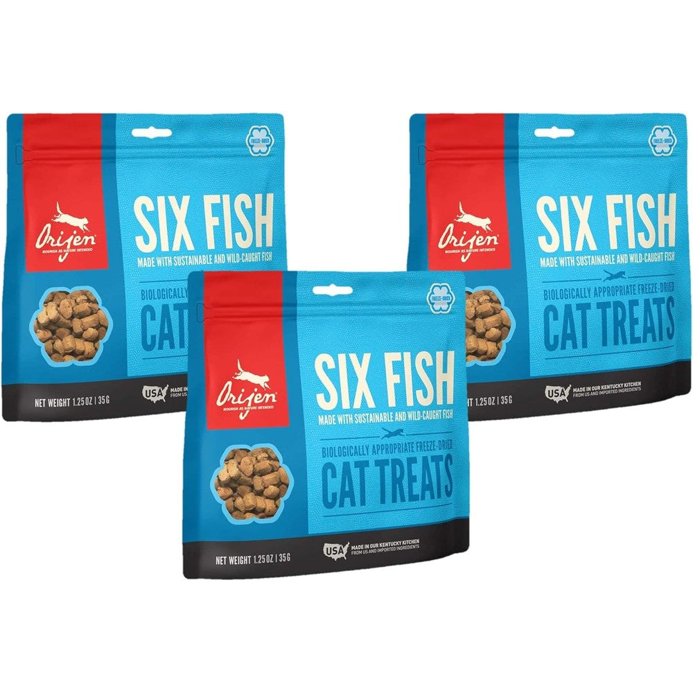 Orijen Six Fish Freeze Dried Cat Treats Made In The United States 3 Pack Of 1.25 Ounce Bags