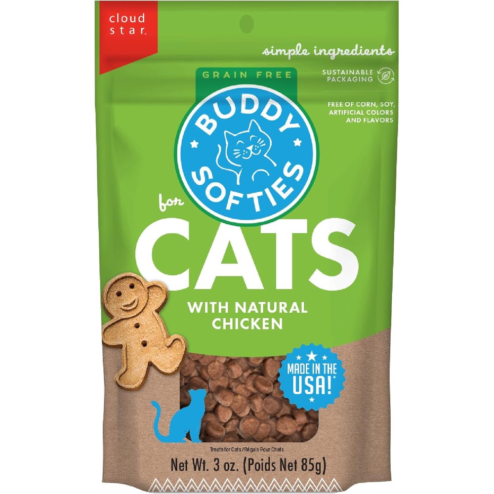 Buddy Biscuits Grain Free Soft And Chewy Cat Treats, Tender Chicken Recipe, 3 Ounce Pouch