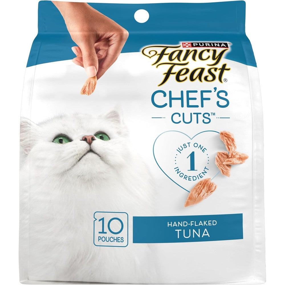 Purina Fancy Feast Purely Natural Hand-Flaked Tuna Cat Treats, Steam-Baked Real Fish Snack, Pack Of 50 Individual 1.06 Ounce Pouches