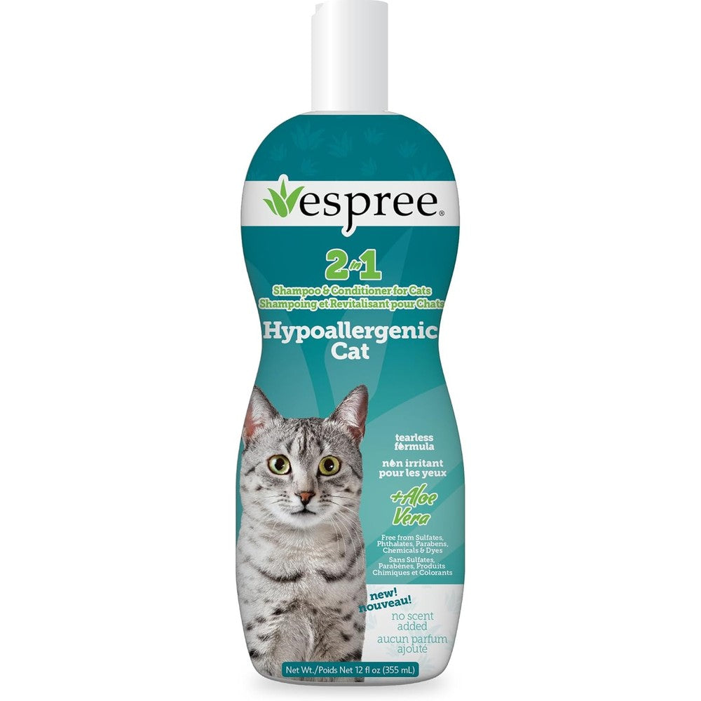 Espree Hypoallergenic Cat Shampoo front view premium pet grooming bottle