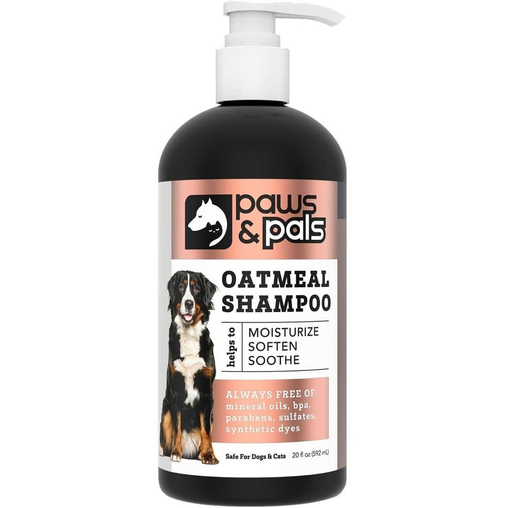 Paws and Pals organic oatmeal dog shampoo and conditioner front view for itchy skin relief