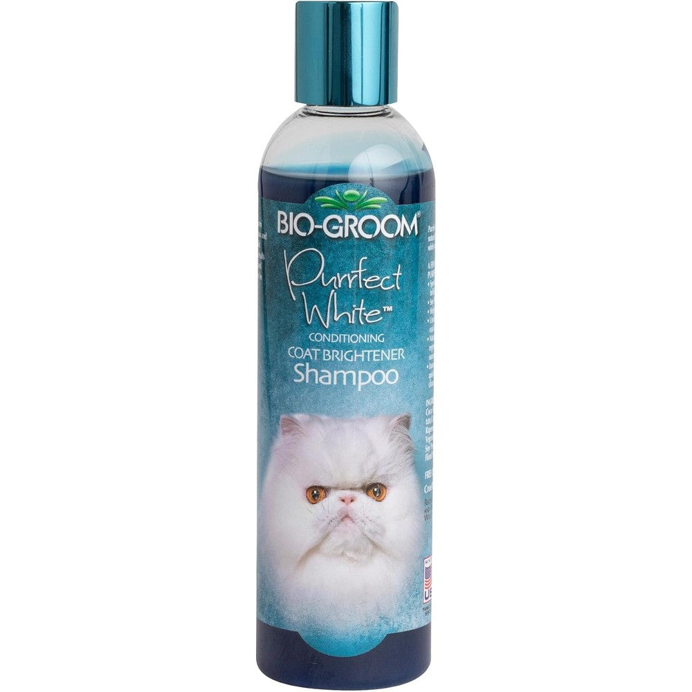 Bio-Groom Purrfect White Cat Shampoo front bottle view on white background