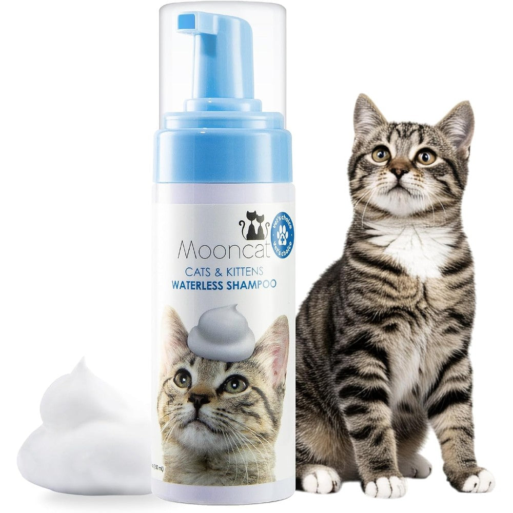 Mooncat Waterless Cat Shampoo front view bottle on a plain white background.