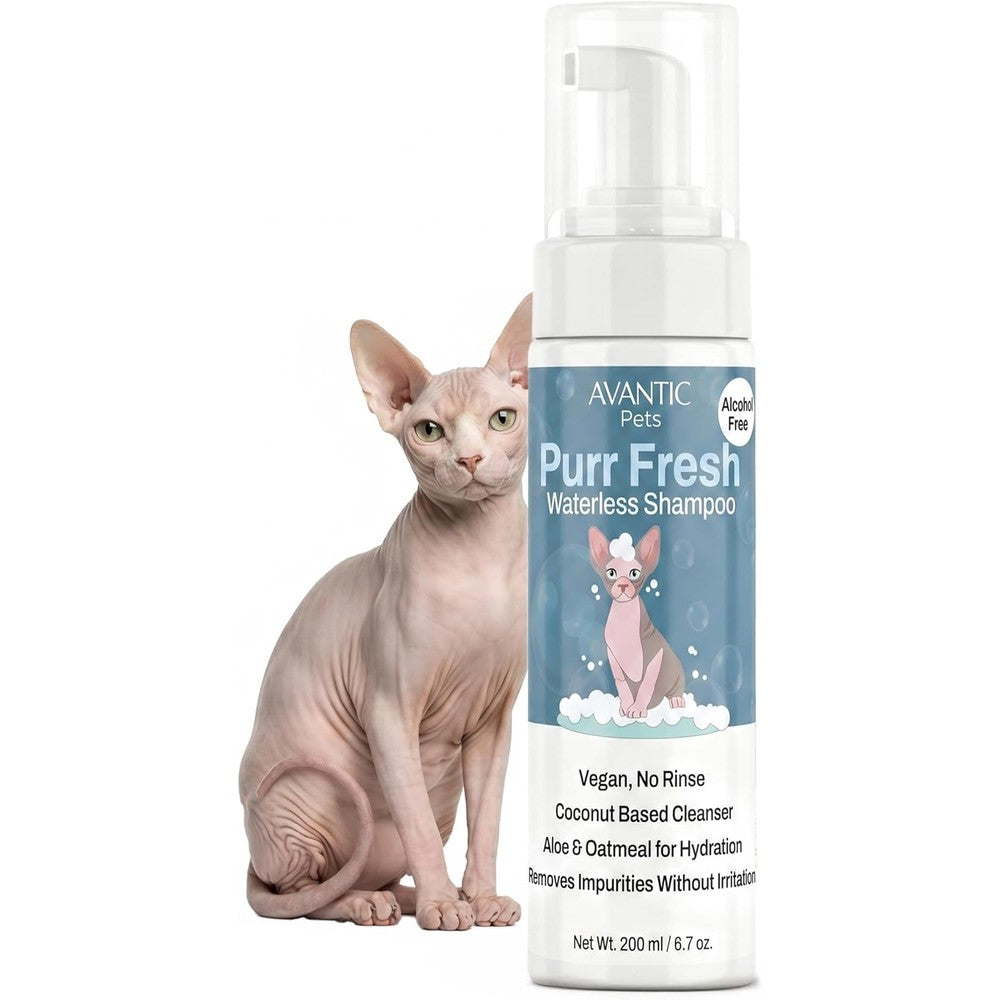 Avantic Pets Sphynx Cat Dry Shampoo front view bottle