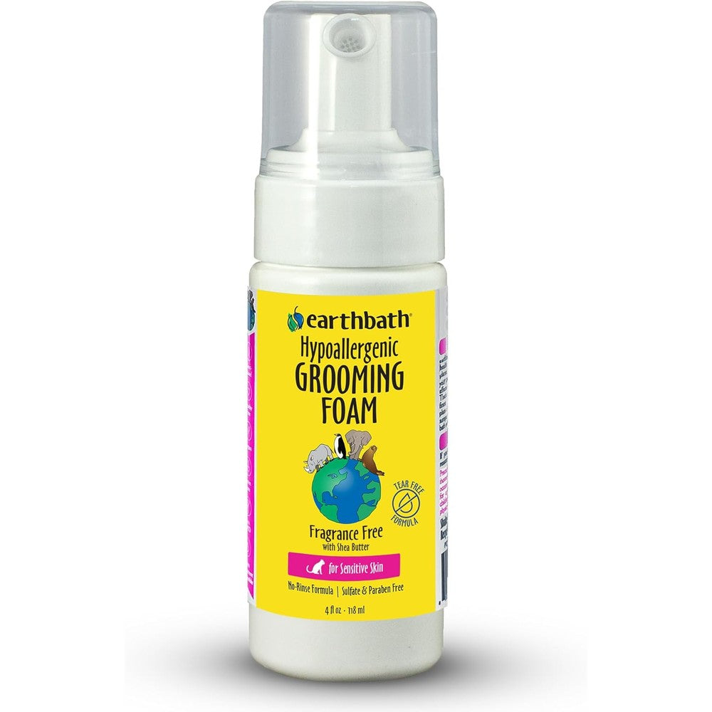 Earthbath All Natural Hypo-Allergenic Cat Grooming Foam front view bottle packaging.