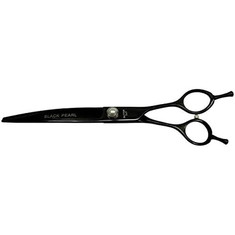 Geib Black Pearl 8.5 Inch Curved Grooming Shear front view with titanium black finish