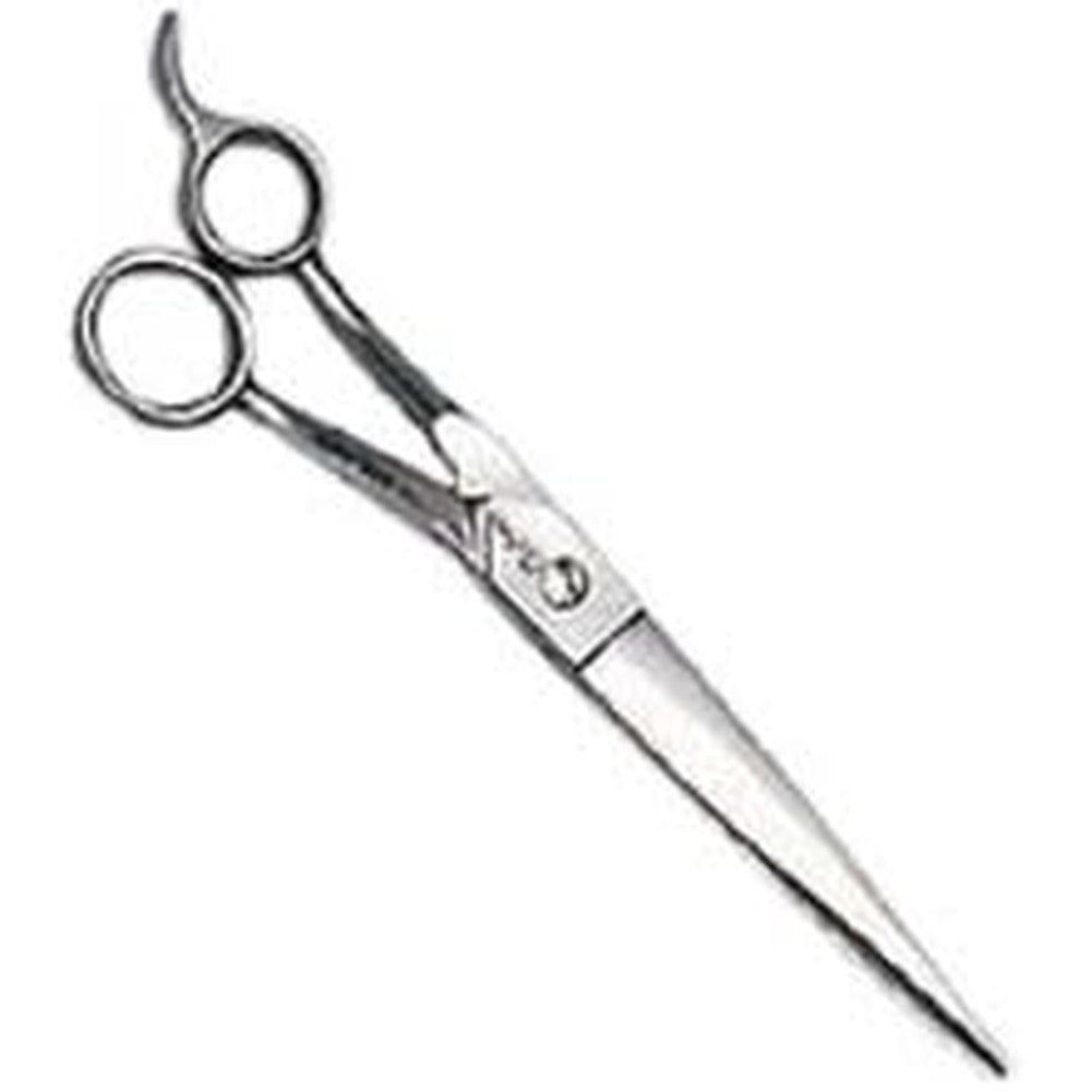 Geib Gator 7.5 inch bent shank curved stainless steel pet grooming shears front view