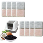 IVTCTV dual action filter replacement pack front view displaying eight carbon pads for cat litter boxes