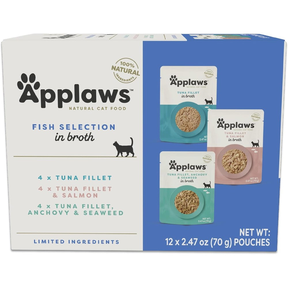 Applaws Natural Wet Cat Food Fish Variety Selection front view pouch multipack