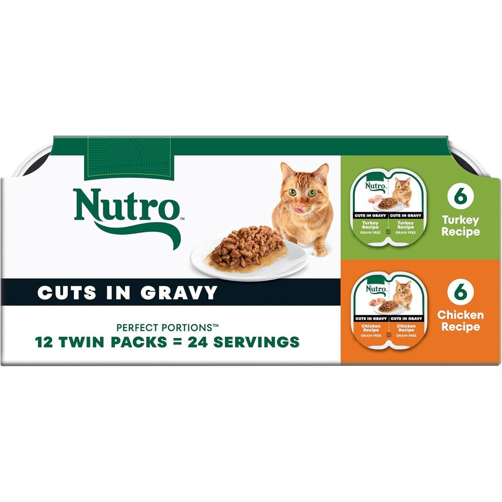 Nutro Perfect Portions Wet Cat Food Gravy Cuts front view package