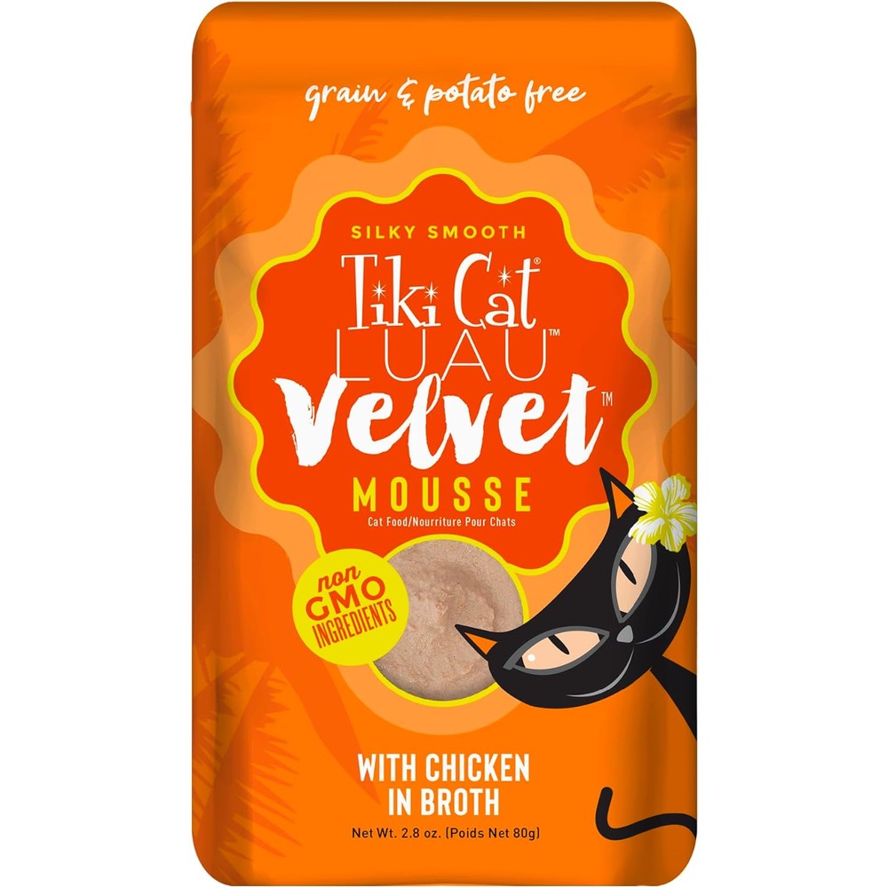 Tiki Pets Cat Luau Velvet Mousse Chicken In Broth Wet Cat Food Front View